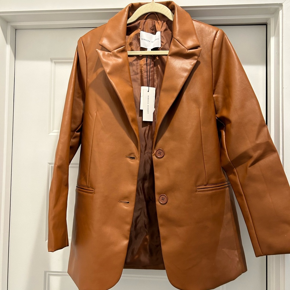 Rebecca Minkoff Cognac Brown Leather Blazer
